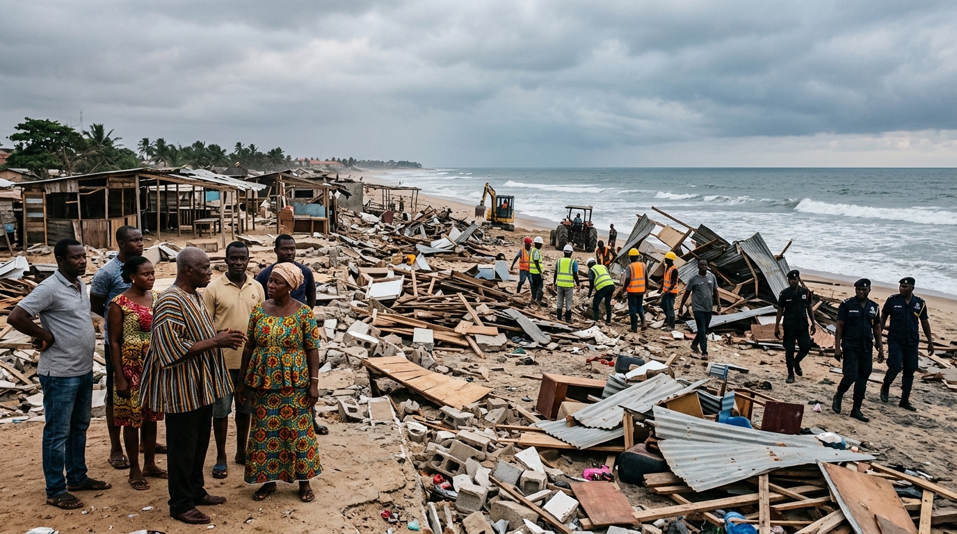 La Pleasure Beach demolition in Accra, Ghana