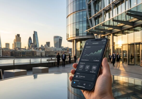 Modern fintech banking technology representing Revolut's $115 billion valuation